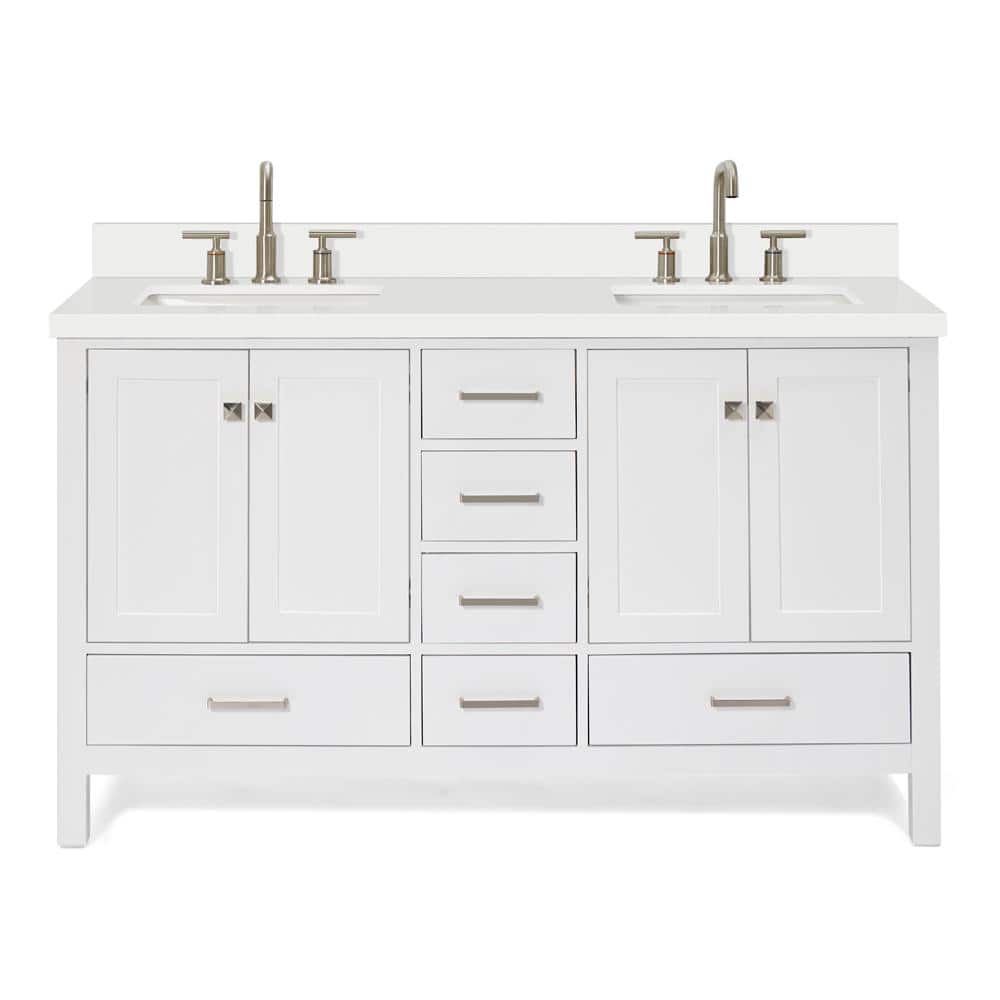 Cambridge 61" White Quartz Double Basin Freestanding Vanity