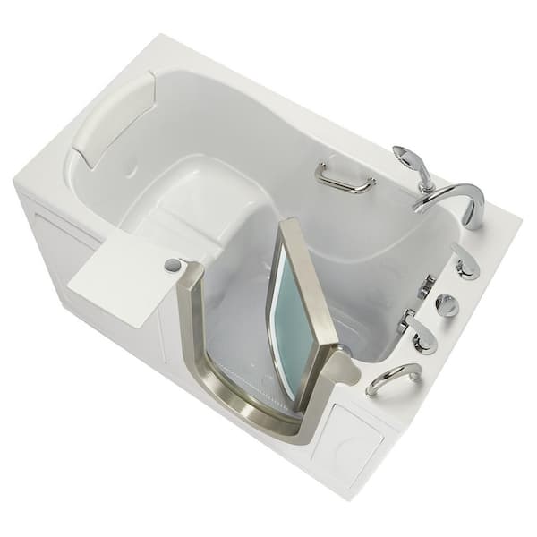 Ella Elite Acrylic 52 in. Soaking Walk-In Tub in White with 5-Piece Fast Fill Faucet Set and RHS 2 in. Dual Drain