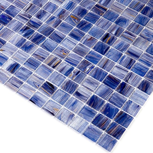 Celestial Glossy Blue and White 12 in. x 12 in. Glass Mosaic Wall and Floor Tile (20 sq. ft./case) (20-pack)