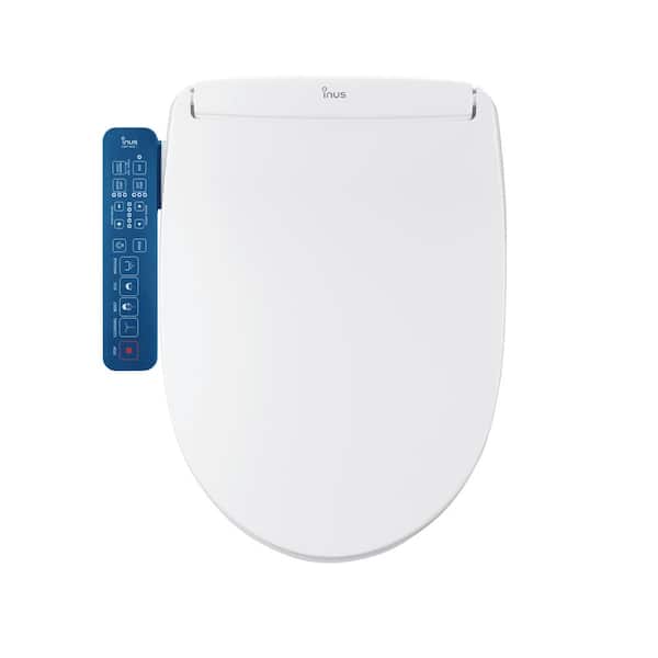Electric Bidet Seat for Elongated Toilets with Tankless, Stainless Nozzle, Night Light, Soft Close, Heated Seat in White