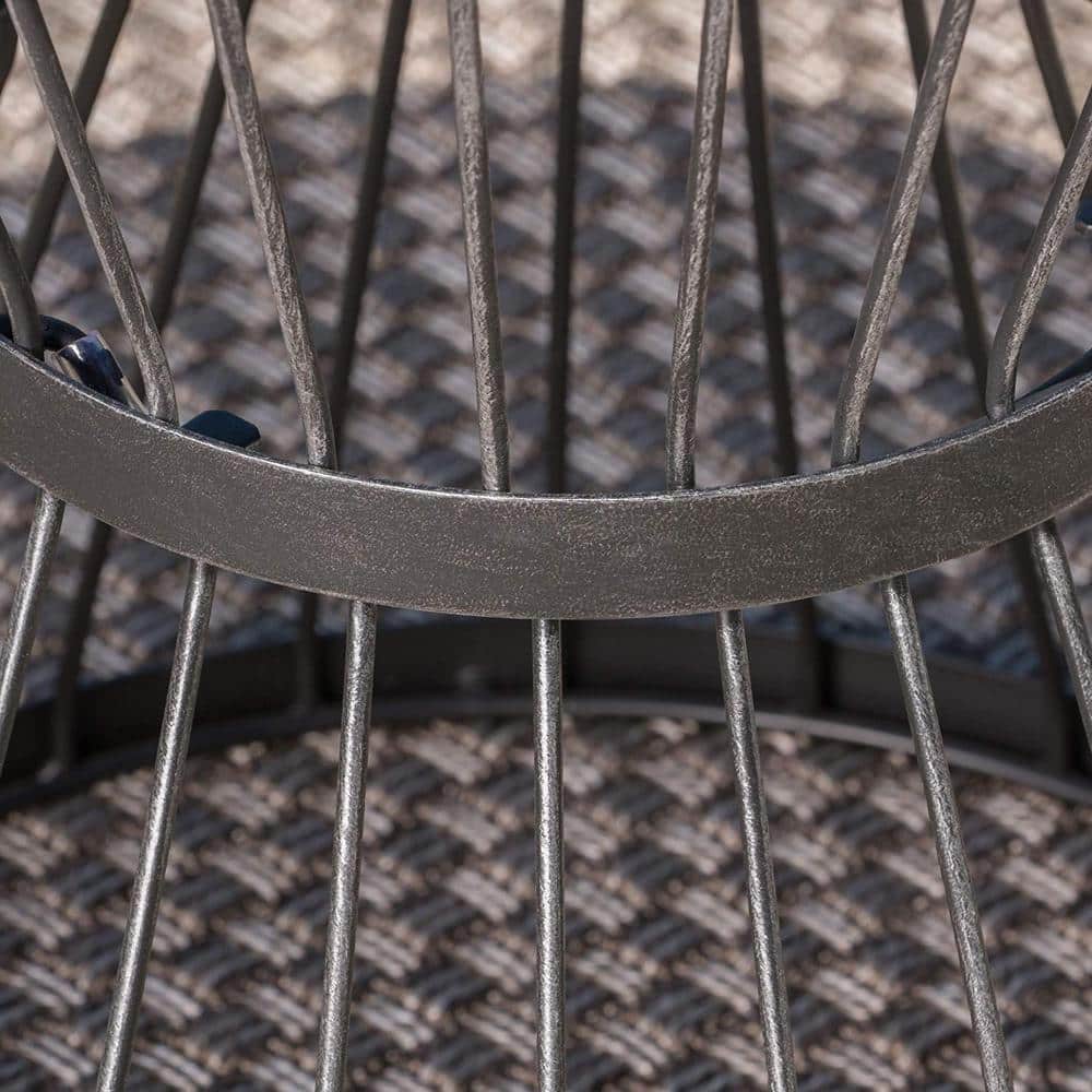 Matte Black Hourglass Iron Outdoor Side Table 16"