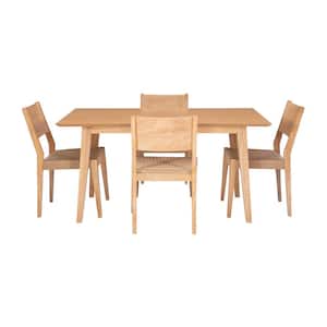 Marlene 5 Piece Natural Modern Dining Set with Woven Rope Seats