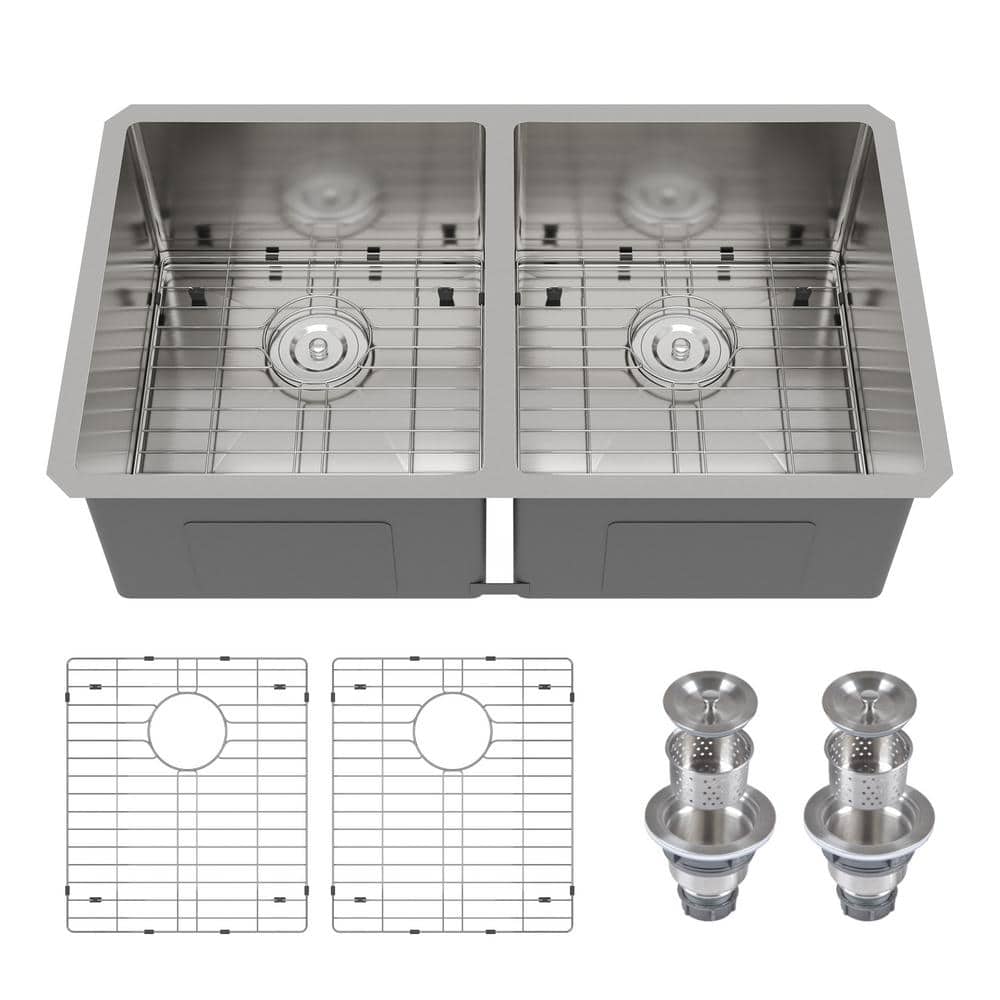 DeerValley 33'' Stainless Steel Double Bowl Undermount Kitchen Sink
