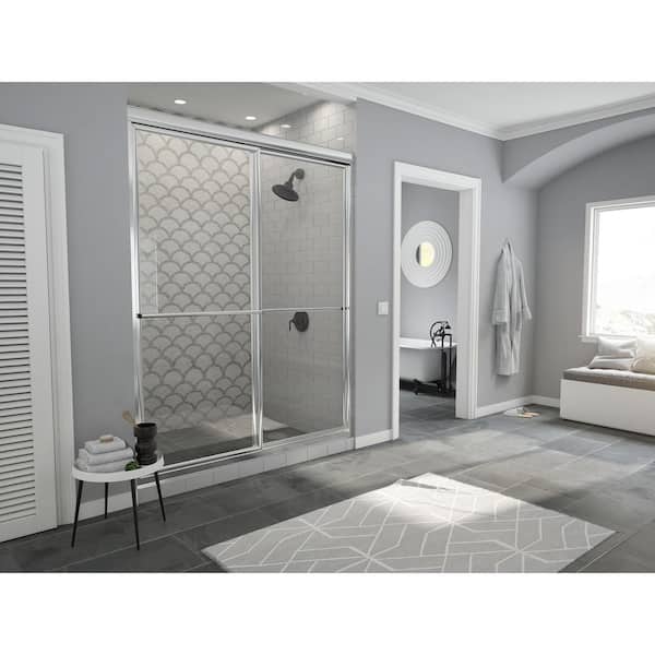 Coastal Shower Doors Newport 42 in. to 43.625 in. x 70 in. Framed Sliding Shower Door with Towel Bar in Chrome and Clear Glass