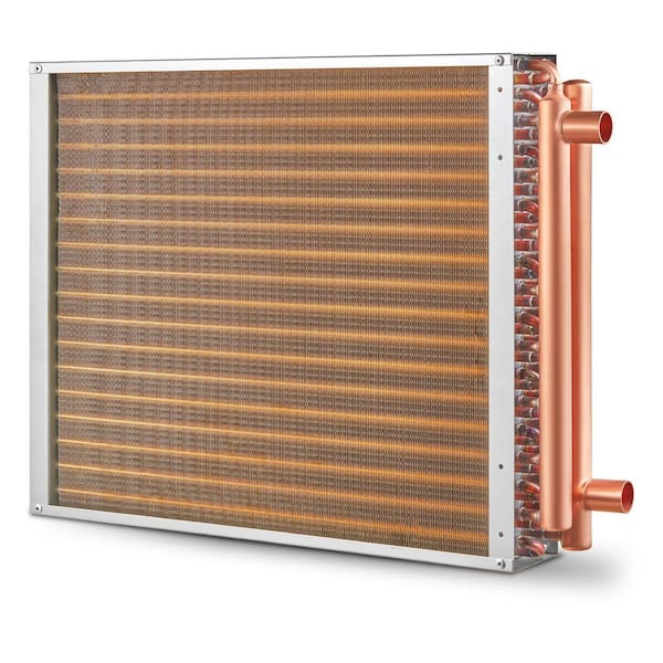 SKYSHALO Heat Exchanger Water to Air, 18 in. x 20 in. with 3-Row 3/8 in. Copper Ports, 242 Aluminum Fins Heat Exchanger