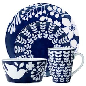 Bluefjord 4-Piece (Blue) Porcelain Coupe Place Setting, Service for 1