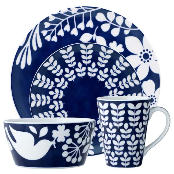 Noritake Bluefjord 4-Piece (Blue) Porcelain Coupe Place Setting, Service for 1