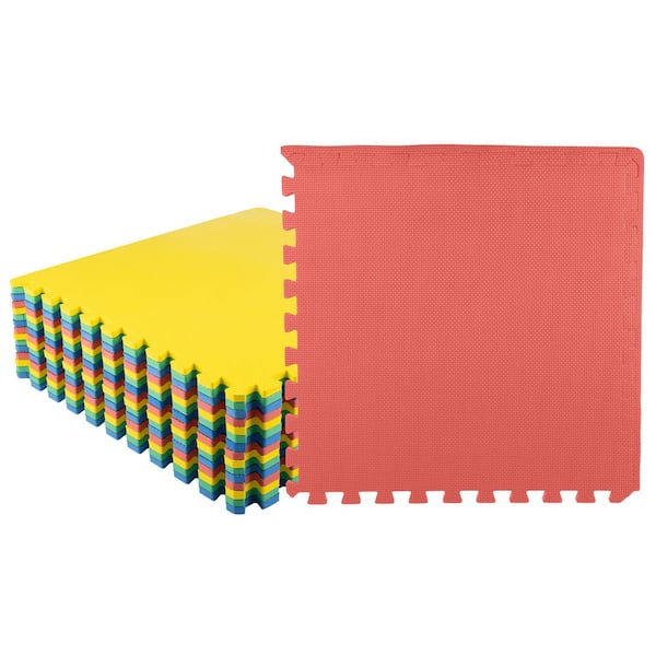 Interlocking Multi-Color 24 in. W x 24 in. x 0.5 in Thick Exercise/Gym Flooring Foam Tiles - 4 Tiles/Case (64 sq. ft.)