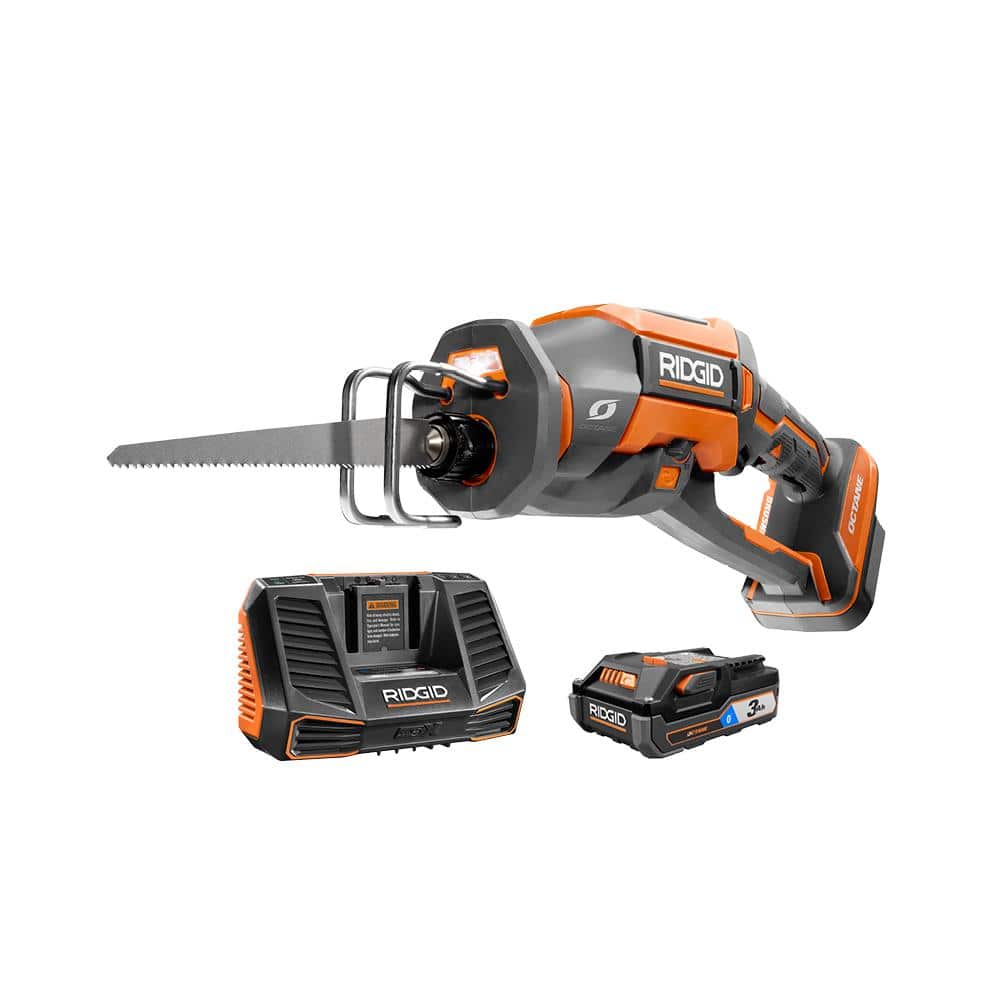 RIDGID 18V OCTANE Brushless Cordless One-Handed Reciprocating Saw Kit with  (1) OCTANE Bluetooth 3.0 Ah Battery and Charger R86448SBN The Home Depot