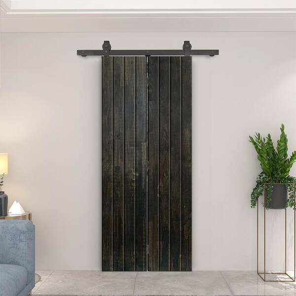 CALHOME 22 in. x 80 in. Hollow Core Charcoal Black Stained Pine