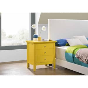 Hammond 3-Drawer Yellow Nightstand (26 in. H x 24 in. W x 18 in. D)