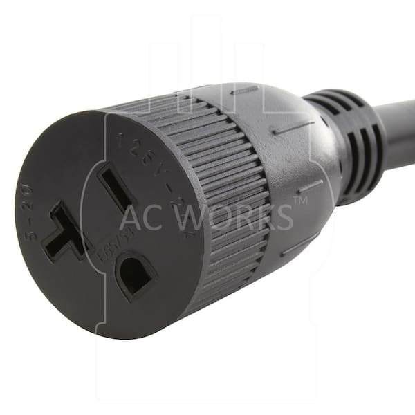 AC WORKS 1 ft. STW 14/3 15 Amp to 20 Amp 125-Volt UL Listed