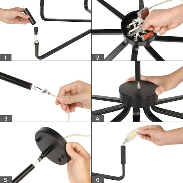 TOZING Modern 8-Light Black Candlestick Chandelier Transitional