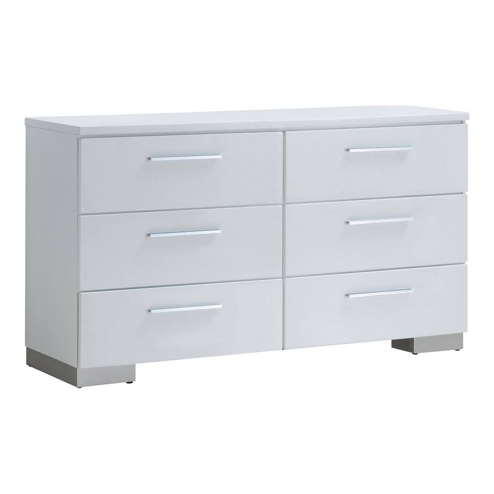 Trakehar Modern White 6-Drawer 57.25 in. W Dresser price history on PriceWatchPro