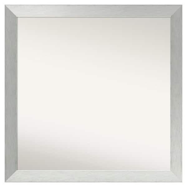 Amanti Art Brushed Sterling Silver 34 in. x 34 in. Custom Non-Beveled Wood Framed Bathroom Vanity Wall Mirror