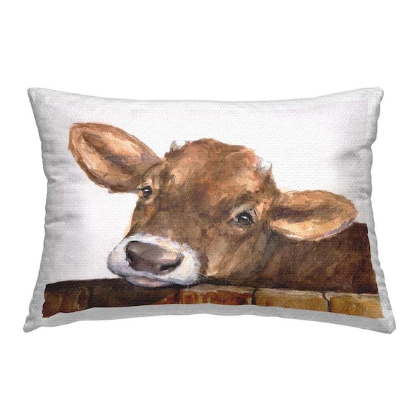 Stupell Industries Cattle Resting on Fence Outdoor Printed Throw Pillow by GeorgeDyachenkoArt