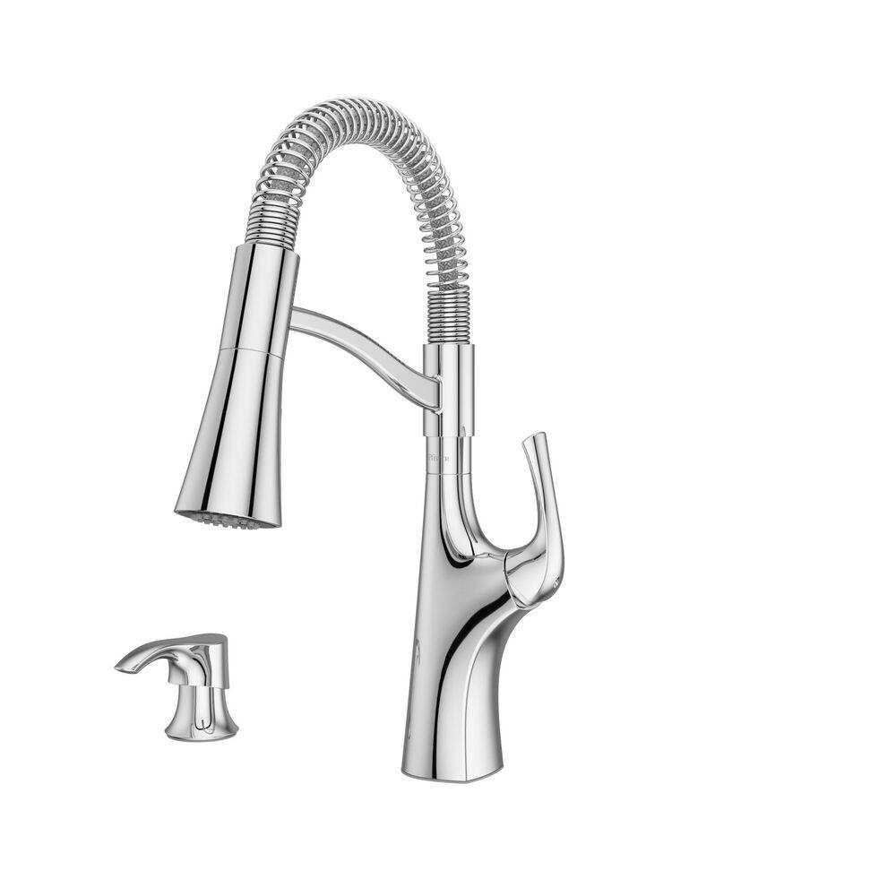 Ladera Culinary 1-Handle Pull Down Sprayer Kitchen Faucet with Deck Plate and Soap Dispenser in Polished Chrome price history on PriceWatchPro