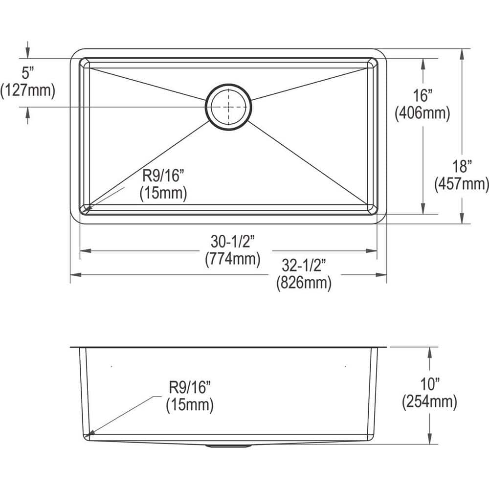 Crosstown Polished Satin Stainless Steel Single Bowl Undermount Sink