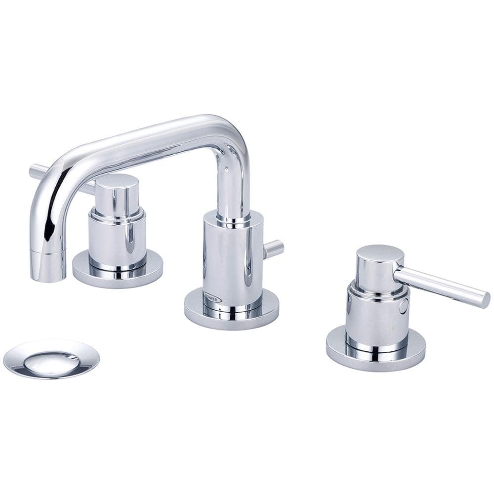 Pioneer Faucets Motegi 8 in. Widespread 2-Handle Right Angle Spout Bathroom Faucet in Polished Chrome with Drain Assembly -  3MT420