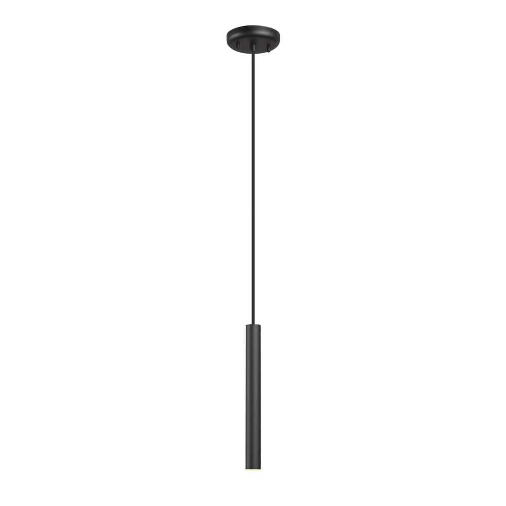 Forest Matte Black 12 in. Integrated LED Pendant Light with Braided Cord