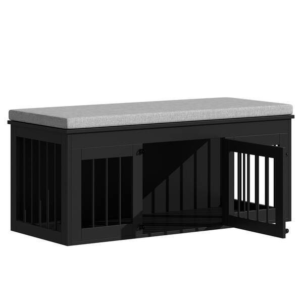 FUFU&GAGA Indoor Modern Crates Entryway Bench Furniture, Wooden Bed End ...