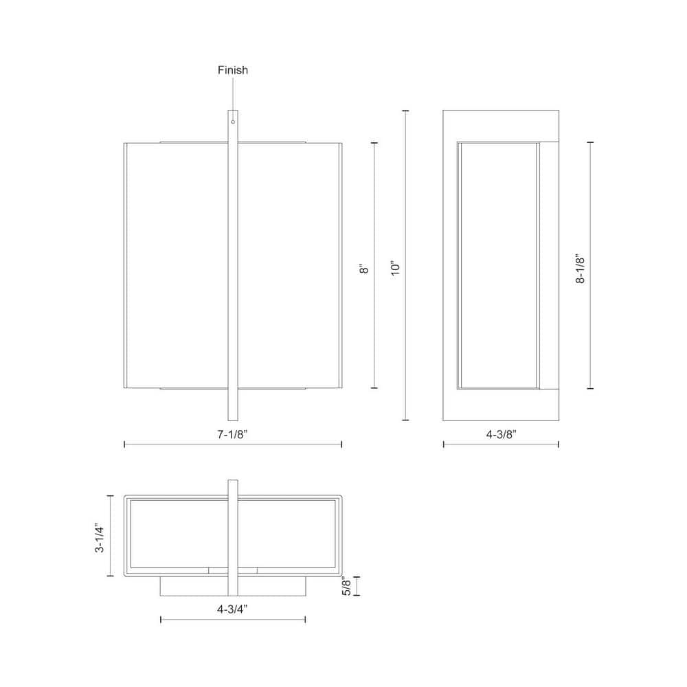 Black Rectangular Dimmable LED Wall Sconce