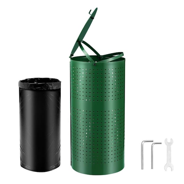 11.5 Gal. Dog Poop Trash Can with 50 Liner Bags, Outdoor Waste Bin with Lid & Clip for Pet Waste Disposal in Garden