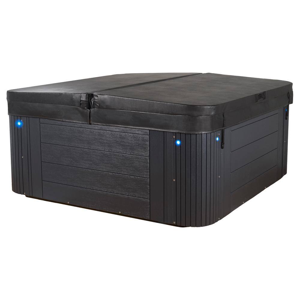 Grand Banks 6-Person Gray Square Acrylic Hot Tub with LED Lighting