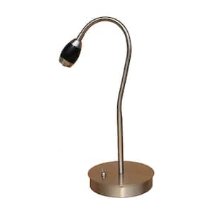 12 in. a Black Accented Brushed Nickel Lamp Finish and Anodized Aluminum Shade LED Swing Arm Desk Lamp