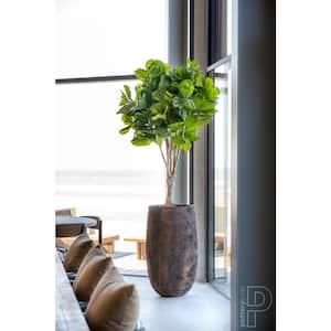 39.37 in. Green Ficus Lyrata Indoor Outdoor Plastic Artificial Plant with Pot