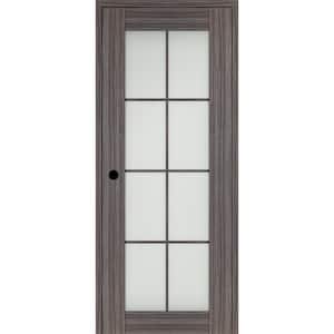 Paola 28 in. x 83.25 in. Right-Hand 8-Lite Frosted Glass Gray Oak Composite Solid Core Wood Single Prehung Interior Door