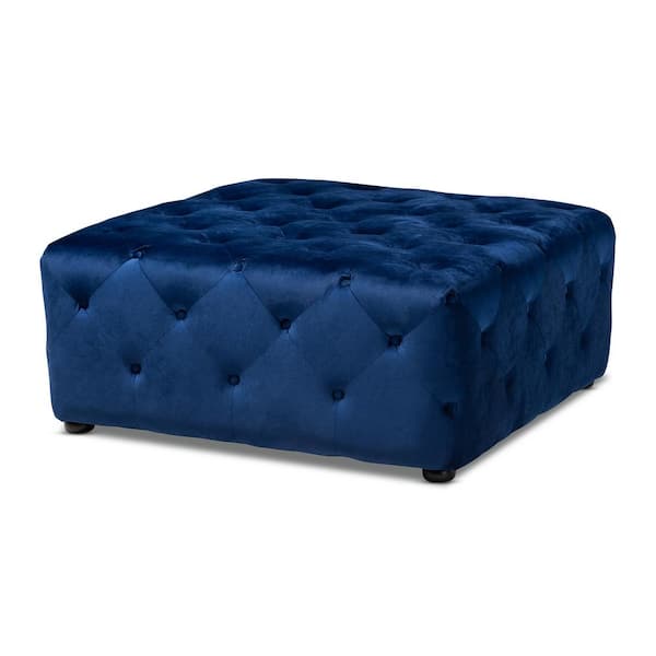 Baxton Studio Calvetti Royal Blue Ottoman