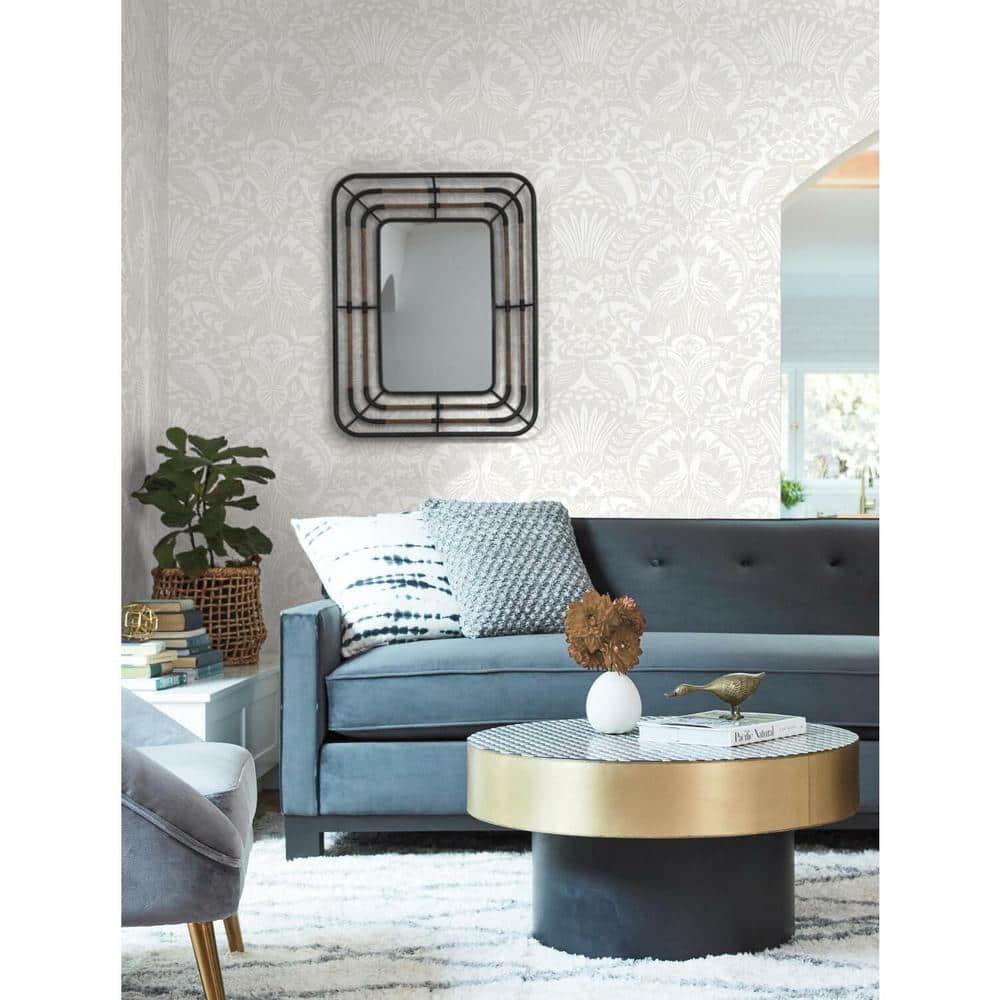 White and Cream Damask Pre-pasted Washable Wallpaper