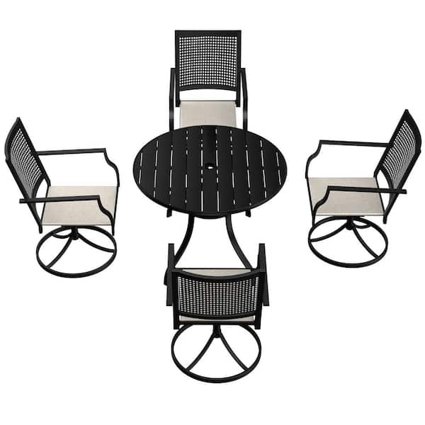 Unbranded 5-Piece Metal Round Frame Outdoor Dining Set