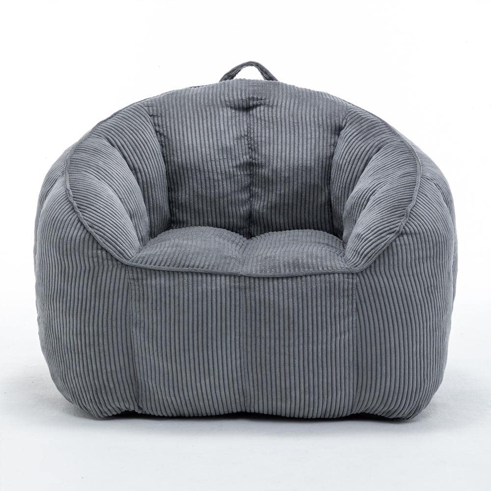 Dark Gray Corduroy Large (39.4 in. x 33.5 in. x 31.5 in.) Bean Bag durable construction easy to install