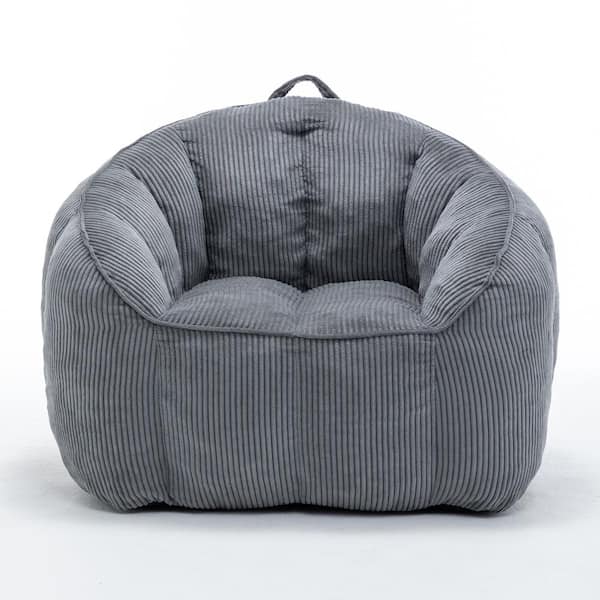 Dark Gray Corduroy Large (39.4 in. x 33.5 in. x 31.5 in.) Bean Bag durable construction easy to install