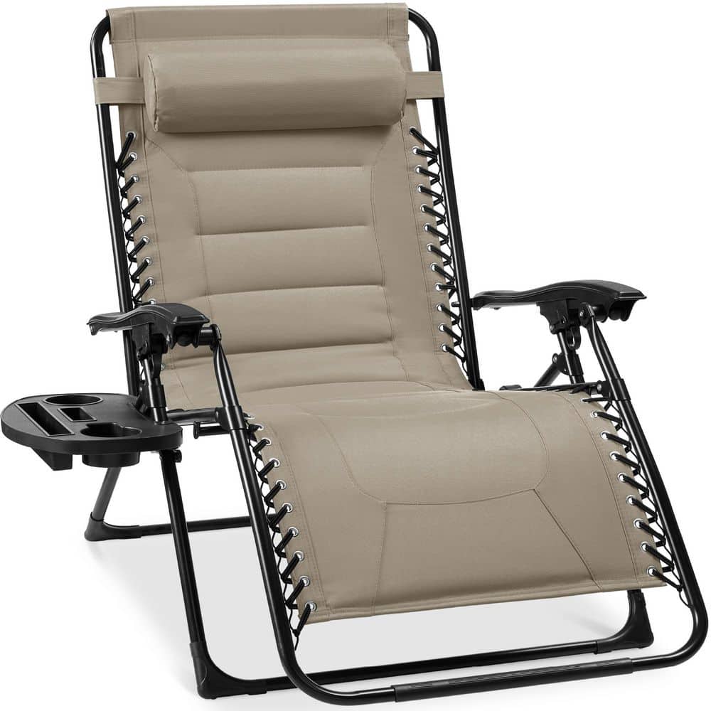 Oversized Padded Zero Gravity Dune Metal Reclining Outdoor Lawn Chair w/Side Tray, Stationary price history on PriceWatchPro