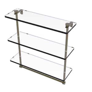 Allied Brass 22 in. L x 18 in. H x 5 in. W 3-Tier Clear Glass Bathroom Shelf  with Towel Bar in Satin Nickel NS-5/22TB-SN - The Home Depot