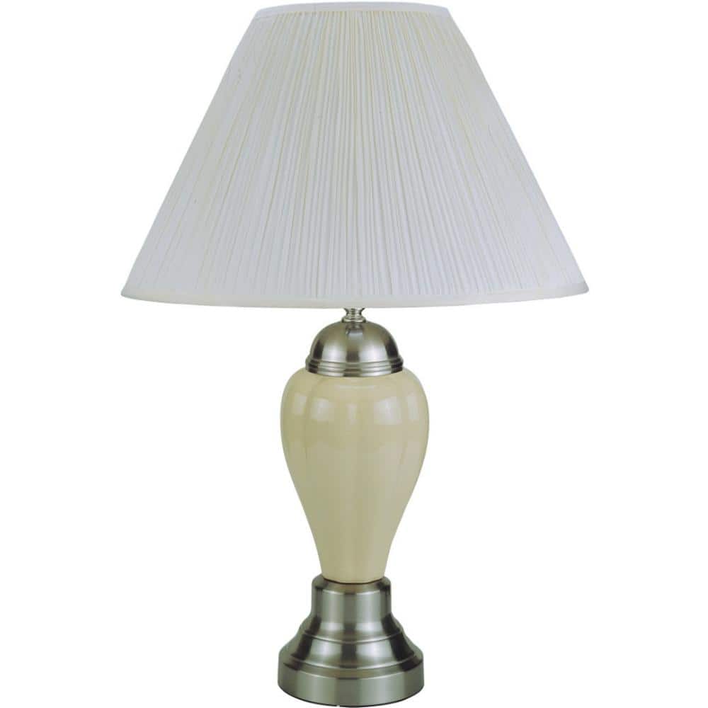 "27"" Tall Ceramic Table Lamp, Urn-Shaped with Silver / Ivory finish, Linen Shade" price history on PriceWatchPro