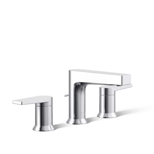 KOHLER Taut 8 in. Widespread Double Handle Bathroom Faucet in Polished Chrome