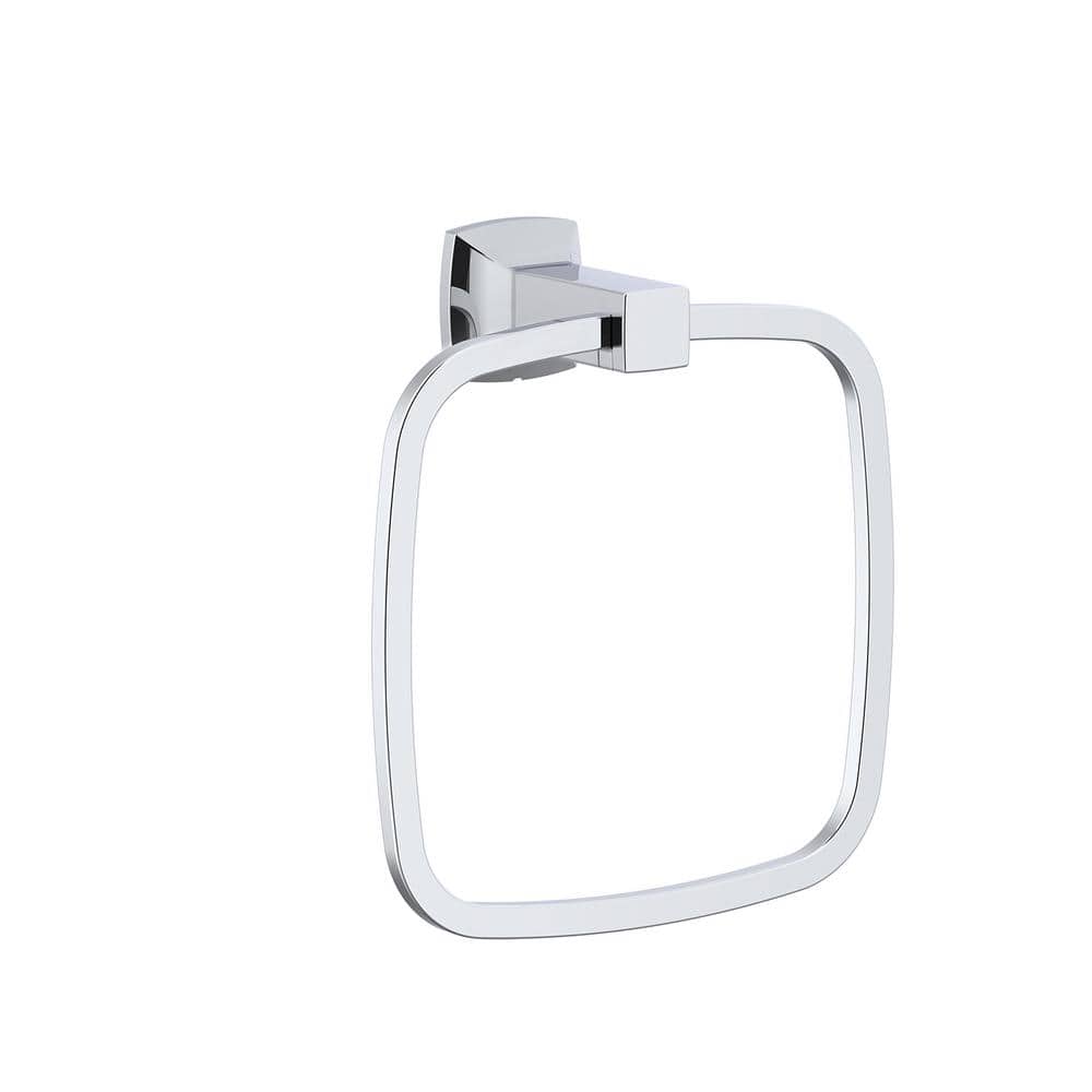 Polished Chrome Rectangular Wall Mounted Towel Ring