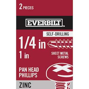 #14 x 1 in. Phillips Pan Head Zinc Plated Sheet Metal Screw (2-Pack)