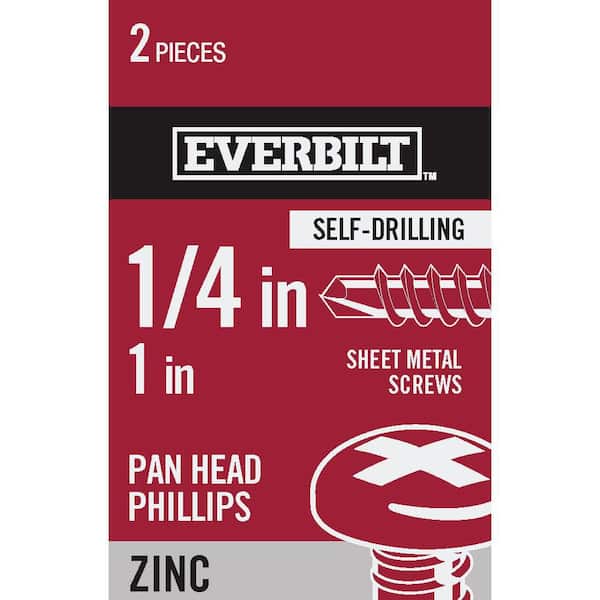 Everbilt #14 x 1 in. Zinc Plated Phillips Pan Head Sheet Metal Screw (2-Pack)