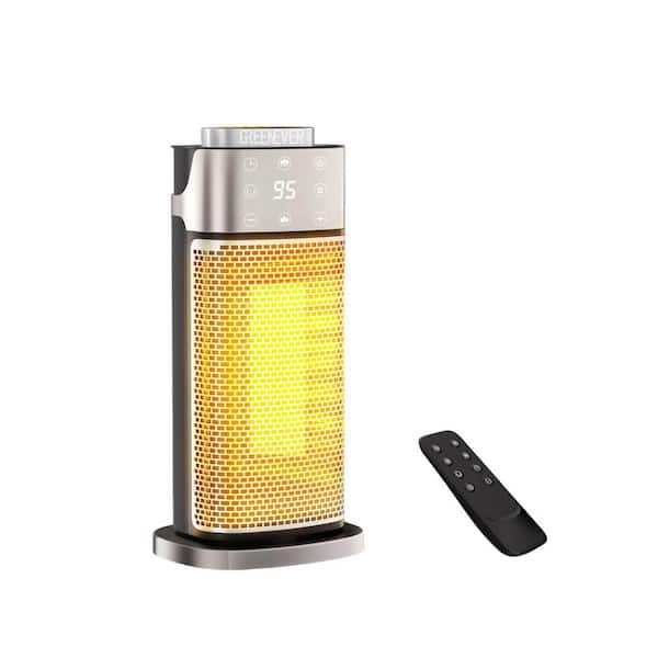 1500W PTC Electric Ceramic Safety Fast Radiant Heating Heater with Thermostat,Remote,Oscillation,Timer in Silver