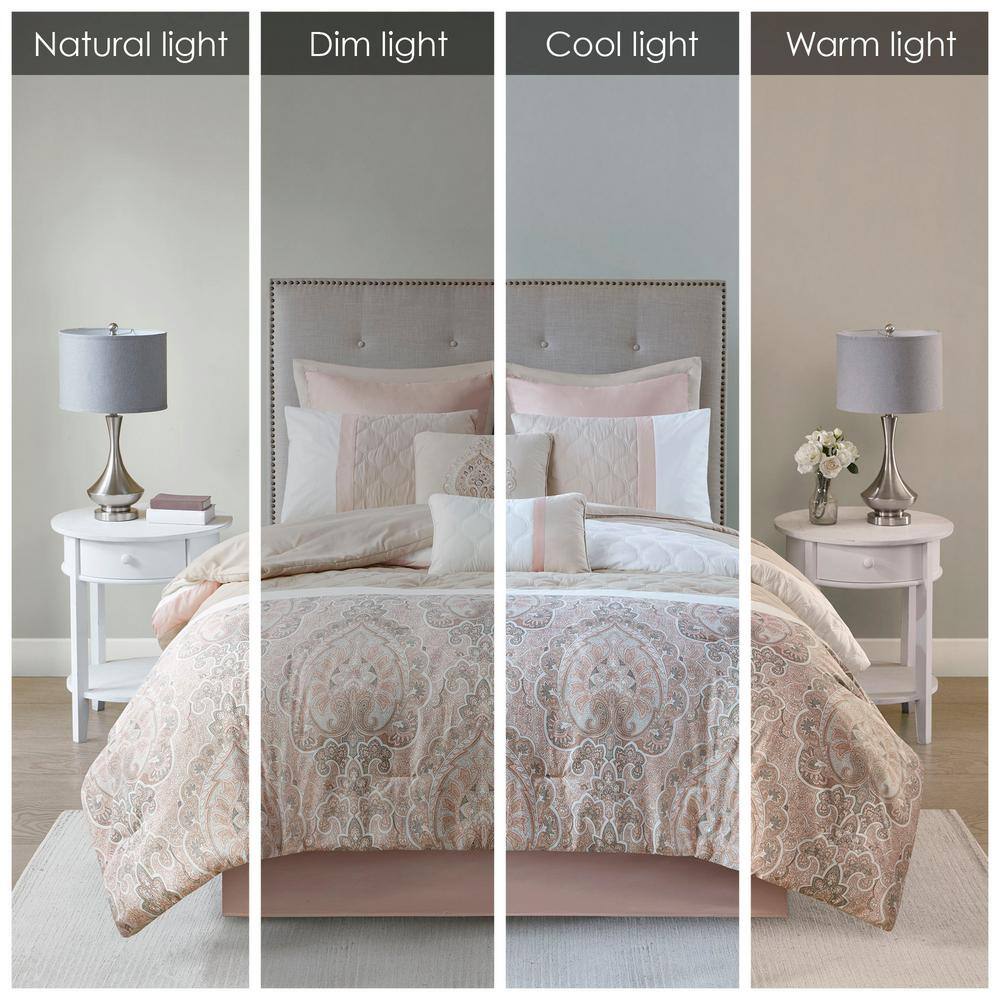 Blush Pink King Microfiber 8-Piece Bedspread Set