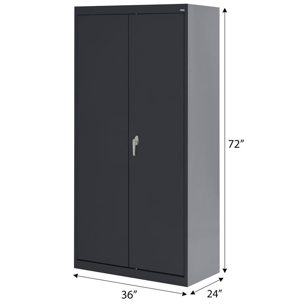 Black Freestanding Lockable Office Cabinet with Adjustable Shelving
