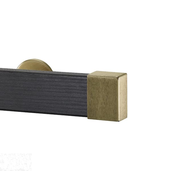 Art Decor Kontur Wood 96 in. Single Traverse Rod Set in Ebony with Endcap in Antique