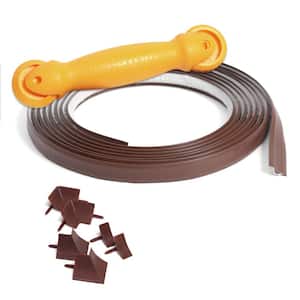 1/2 in. W. x 10 ft. Dark Brown PVC Self-adhesive Flexible Caulk Trim Molding, Applicator Tool, and Corners