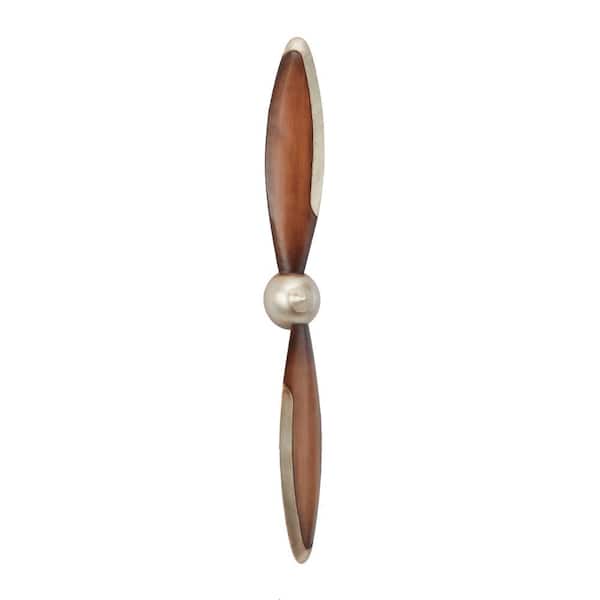 Litton Lane 42 in. x 5 in. Brown Metal Industrial Airplane Propeller Wall Decor