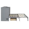 Harper & Bright Designs Gray Wood Frame Queen Size Murphy Bed Modern Rattan Decorative Surface with Large Drawer, USB Charging Port QMY374AAE-Q